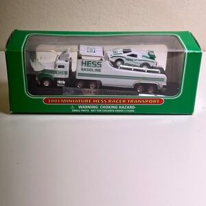 Hess 2001 Miniature Racer Transport White Green Toy Truck Set Original Box